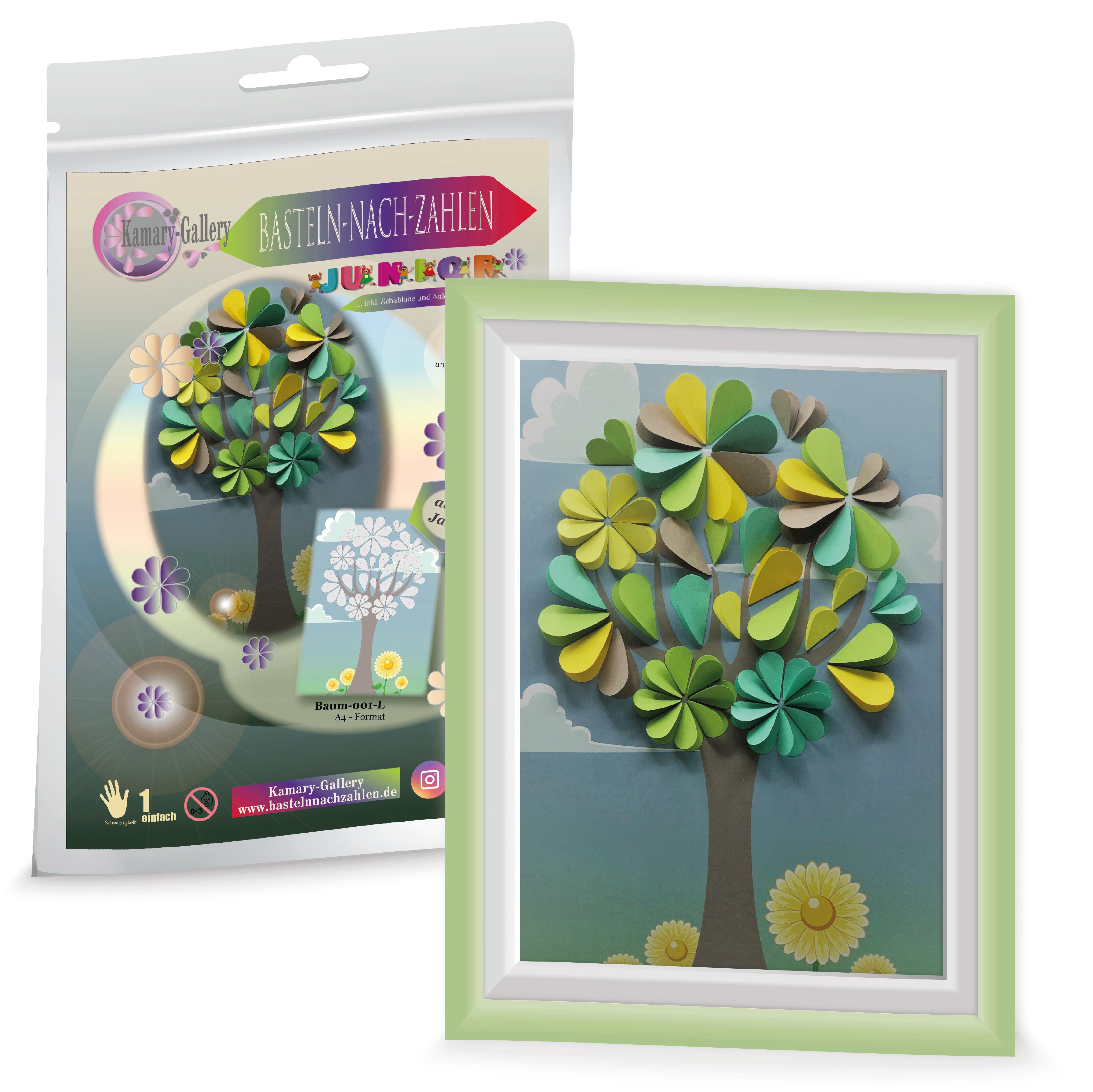 KamaryGallery, Basteln nach Zahlen Kreativset Bastelset Motiv Baum versch. Farben Basteln nach